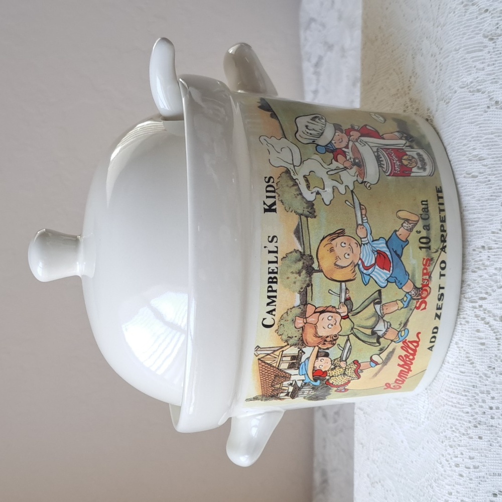 Vtg 90s Campbell's Kids Soup Tureen & Lid w/Ladle by Westwood Int 1.5 QT ceramic